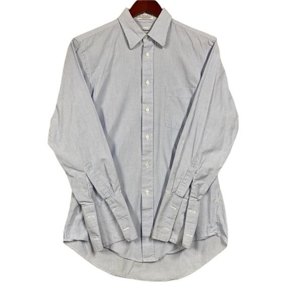 Vintage Christian Dior Striped Button Up Cotton Dress Shirt Size 15 - 32 - Picture 1 of 5